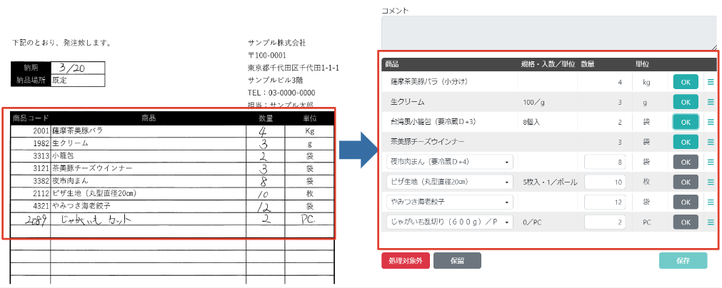 商品情報の読み込りサンプル画像