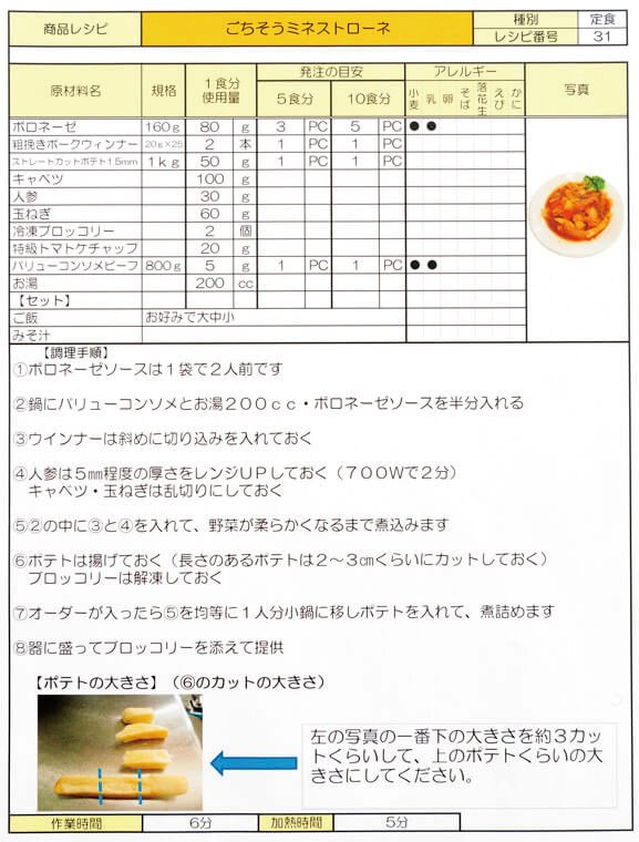 社内で管理されているレシピ