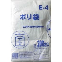 E-4 業務用半透明ゴミ袋 200枚 0.01×380×530mm 【送料無料】