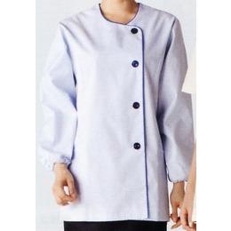 調理衣（長袖ゴム入り・レディス）　サックス／紺　S～3L