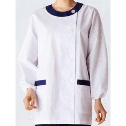 調理衣（長袖ゴム入り・レディス）　白／紺　S～3L