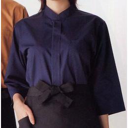 調理シャツ（七分袖・男女兼用）　紺　S～3L