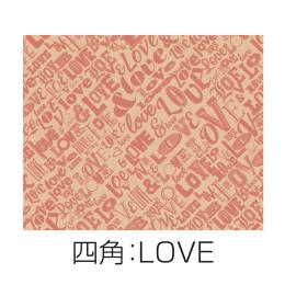 ラミクラフトクレープ紙　四角　LOVE　1ケース（3000枚入）