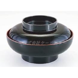 丼5.5寸　黒内朱本体蓋セット■送料無料