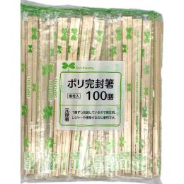 ポリ完封箸　楊枝入り　100膳X40PC（4000膳）