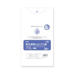 【新商品】再生原料ＬＤゴミ袋　７０Ｌ　透明　20枚