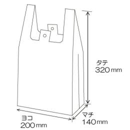 弁当用レジ袋【S】340（200＋140）×320mm【乳白】3000枚