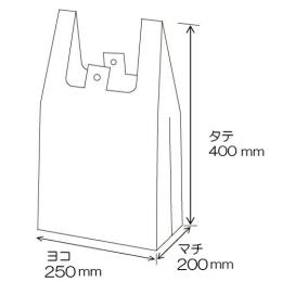 弁当用レジ袋【L】450（250＋200）×400mm【乳白】2000枚