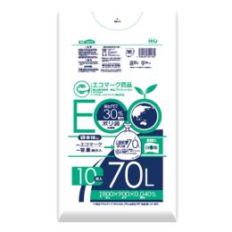 再生PET30％配合 ECOポリ袋70L用 0.04×800×900mm半透明 300枚