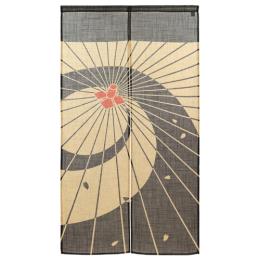 麻風スラブ 45875 半間のれん 和傘に花びら