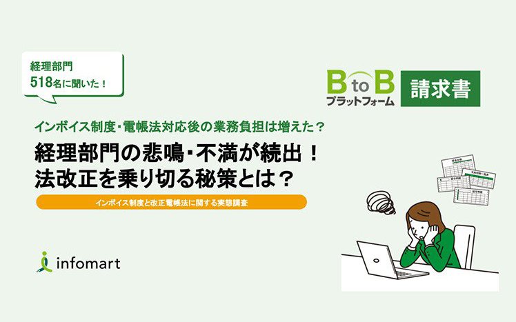 経理部門518名に聞いた！「インボイス制度・  電子帳簿保存法に関する実態調査」経理部門の悲鳴・不満が続出！法改正を乗り切る秘策とは？