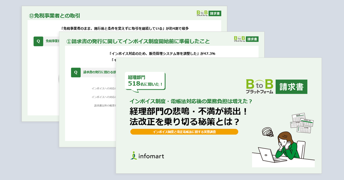 経理部門518名に聞いた！「インボイス制度・ 電子帳簿保存法に関する実態調査」経理部門の悲鳴・不満が続出！法改正を乗り切る秘策とは？